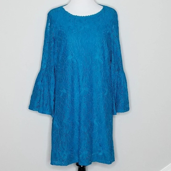 NWT Laundry Shelli Segal Bell Sleeve Lace Dress 8 - Picture 2 of 8